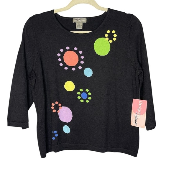 Designers Originals Black Sweater with Pastel Dots, PL NWT - Picture 1 of 9